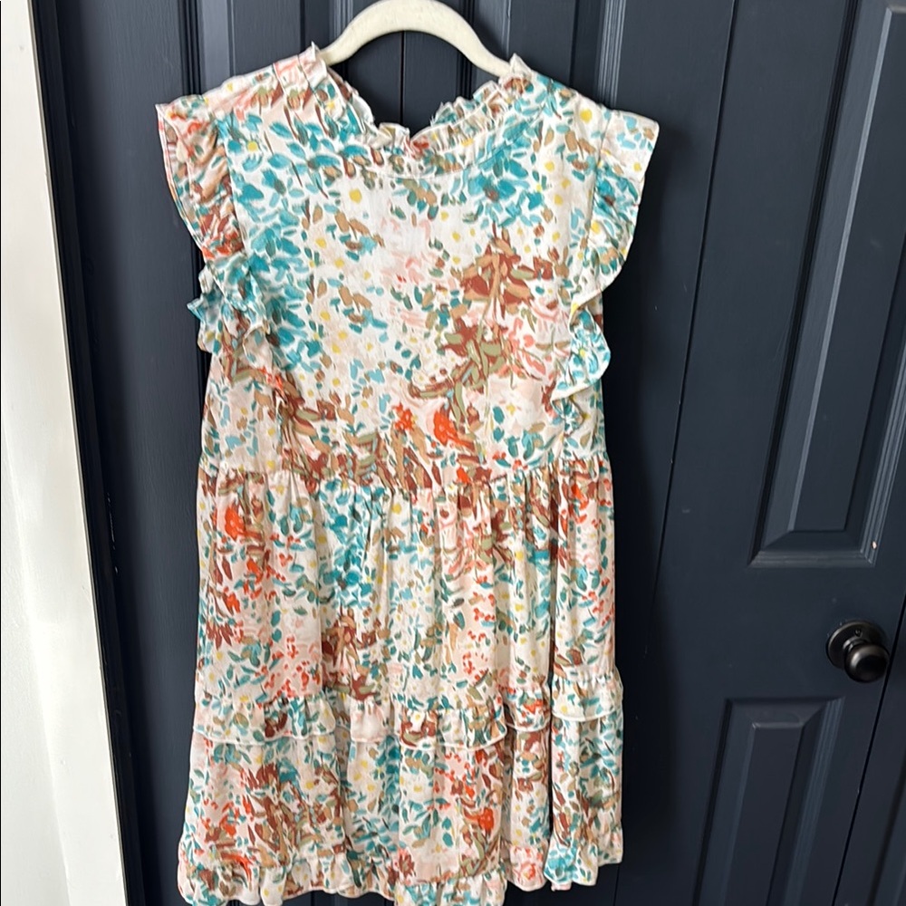 Floral Mini Dress with Ruffle Sleeves